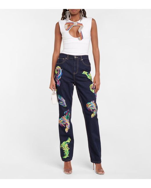 Area Blue High-Rise Straight Jeans