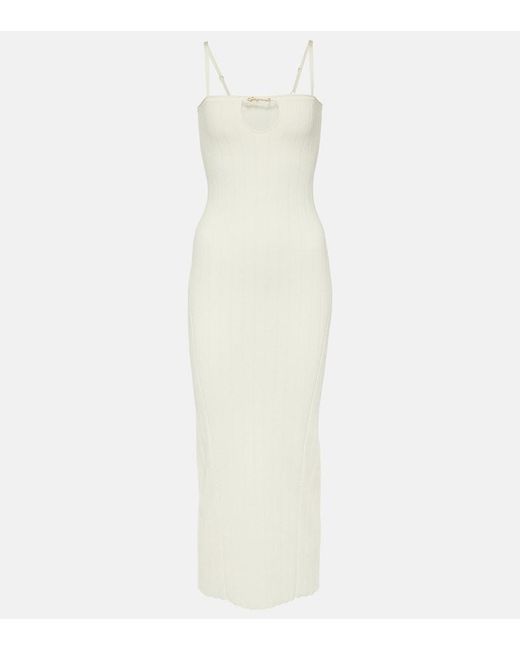 Jacquemus White La Robe Sierra Bretelles Midi Dress