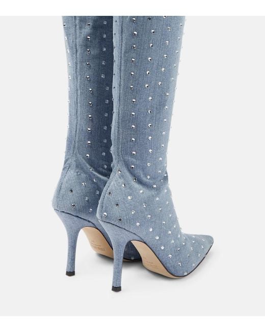 Paris Texas Blue Holly Mama Denim Over-The-Knee Boots