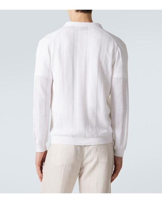 Brunello Cucinelli White Cotton And Linen Cardigan for men