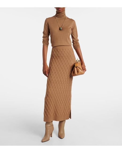 Max Mara Brown Saluto Virgin Wool Turtleneck Sweater