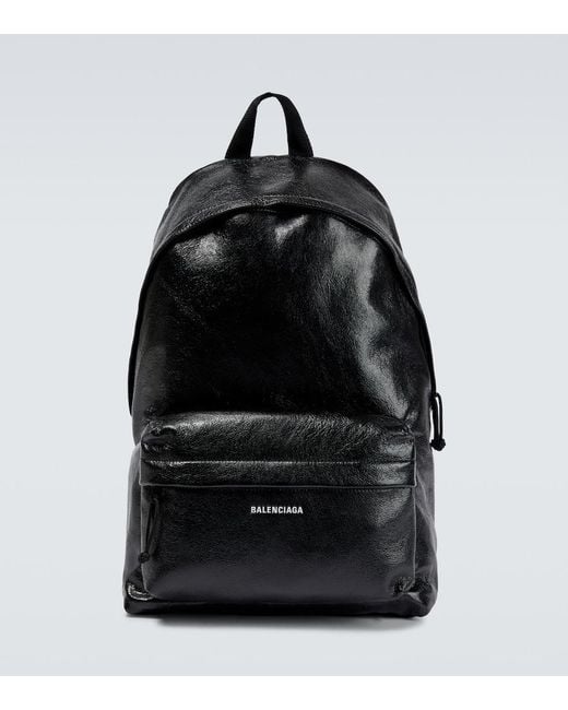 Balenciaga Black Leather Backpack for men