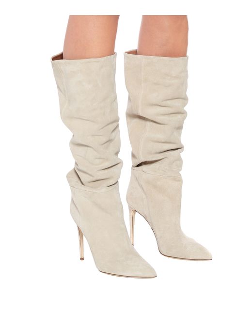 Paris Texas Suede Knee-high Boots in White - Lyst