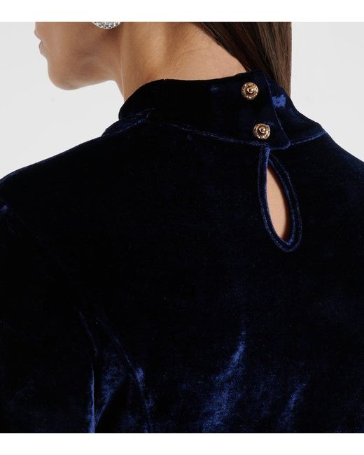 Rabanne Blue Draped Velvet Midi Dress