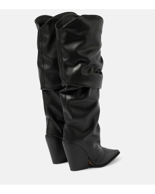 Alexandre Vauthier Black Faux Leather Knee-High Boots