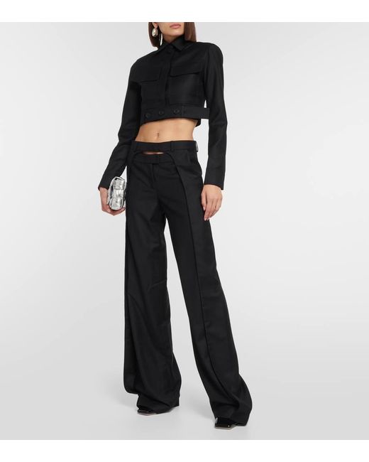 AYA MUSE Black Myca Cropped Wool Jacket