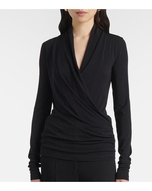 Totême  Black Draped Jersey Top