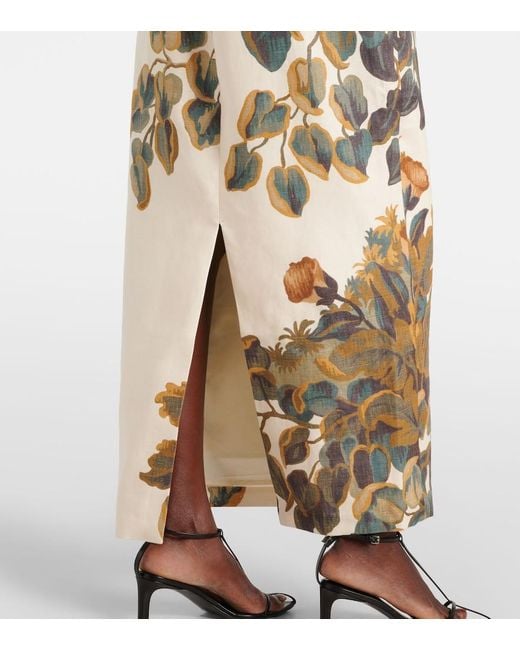 Sir Metallic Evalita Floral Linen Bustier Dress