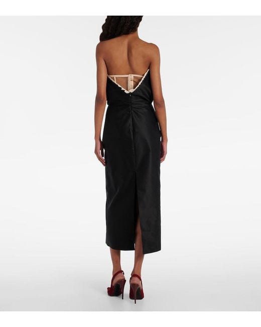 Magda Butrym Black Crochet-Trimmed Cotton Midi Dress