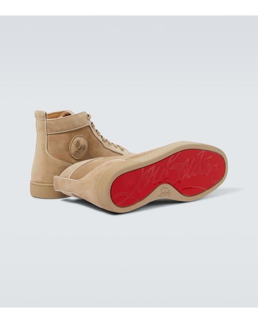 Christian Louboutin Natural Louis Suede High-Top Sneakers for men