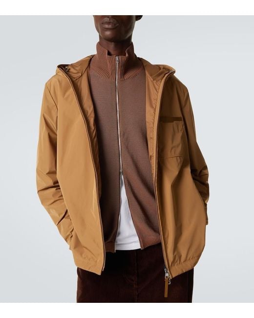 Moncler Brown Leather-Trimmed Jacket for men