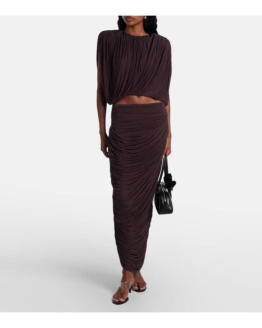 Magda Butrym Purple Draped High-Rise Maxi Skirt