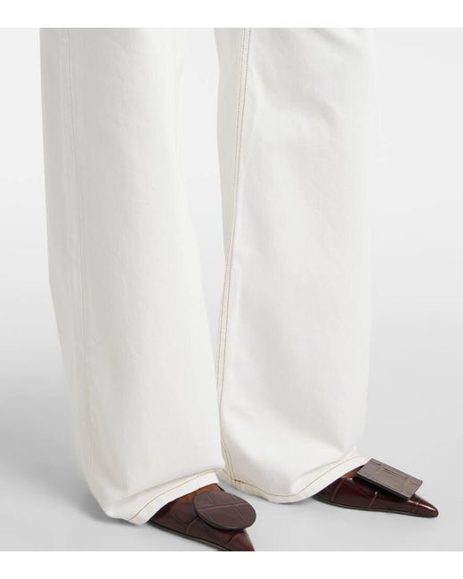 Jeans A Gamba Larga Wide De-Nimes di Jacquemus in White