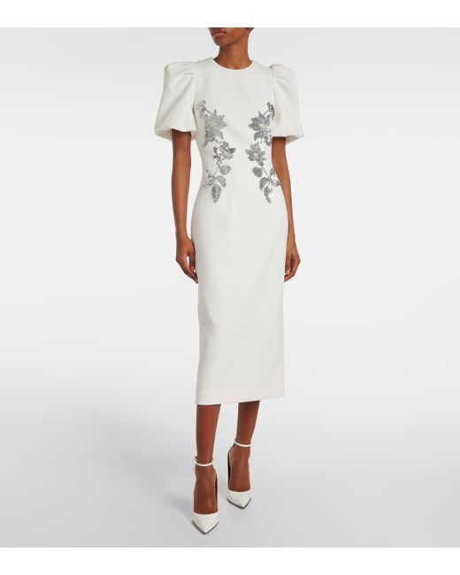 Rebecca Vallance White Bridal Lucilla Embellished Midi Dress