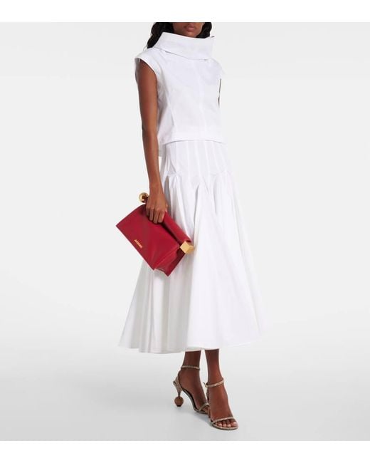 Jacquemus Red La Pochette Rond Carre Small Leather Clutch