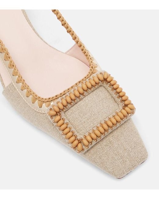 Roger Vivier Natural Belle Vivier Embellished Slingback Pumps