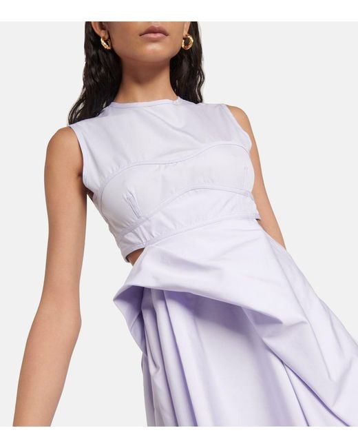 CECILIE BAHNSEN Purple Seero Cutout Cotton Minidress