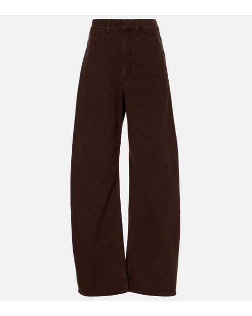 Lemaire Brown High-Rise Cotton Barrel-Leg Jeans