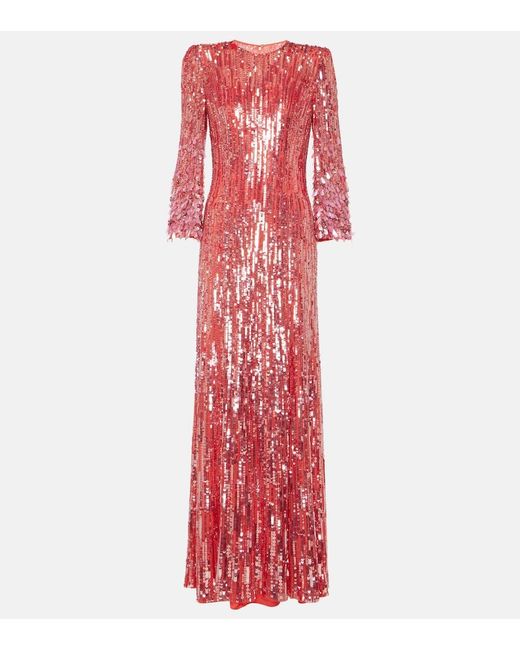 Jenny Packham Red Sequined Gown