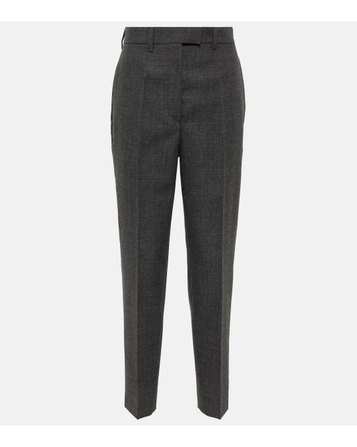 Prada Gray High-rise Virgin Wool Slim Pants