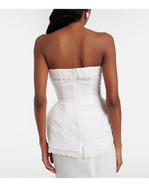 Magda Butrym White Scalloped Cotton-Blend Bandeau Top