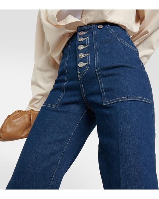 Veronica Beard Blue Crosbie High-Rise Wide-Leg Jeans