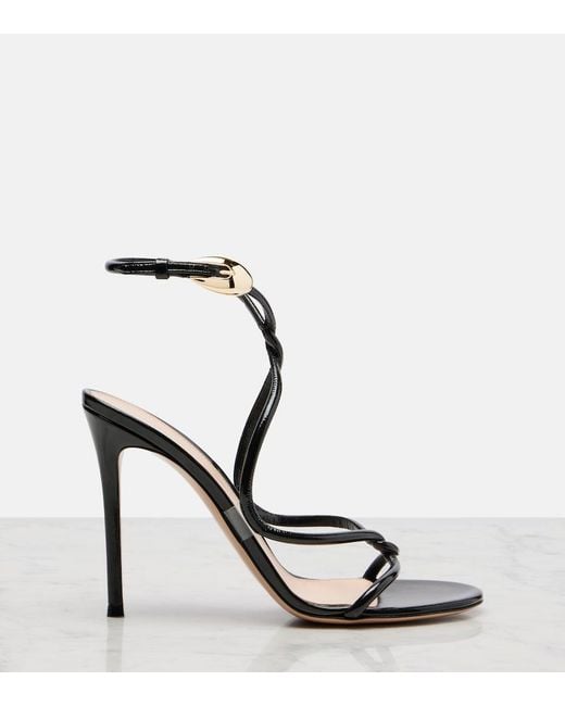 Gianvito Rossi Black Jungle Mamba Leather Sandals