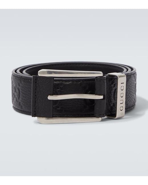 Gucci Black Gg Debossed Leather Belt for men