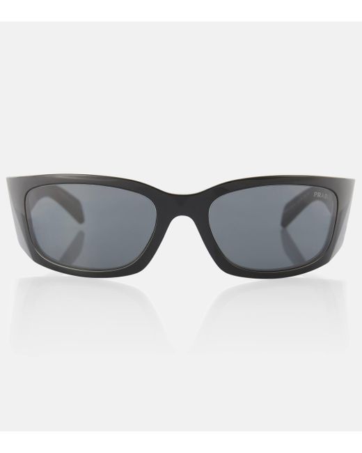 Prada Gray Symbole Rectangular Sunglasses