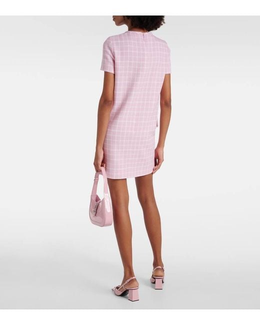 Versace Pink Contrasto Wool-blend Tweed Minidress