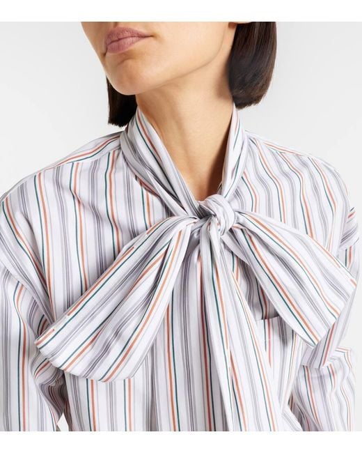 Acne Multicolor Bow-Detail Striped Cotton Shirt