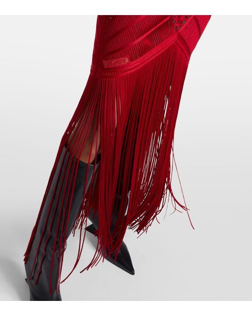 The Attico Red Besticktes Cocktailkleid Aus Tuell