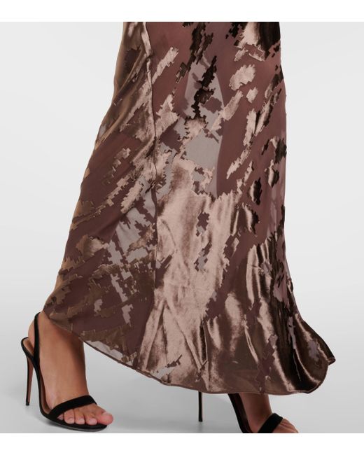 The Sei Brown One-shoulder Silk Velvet Gown