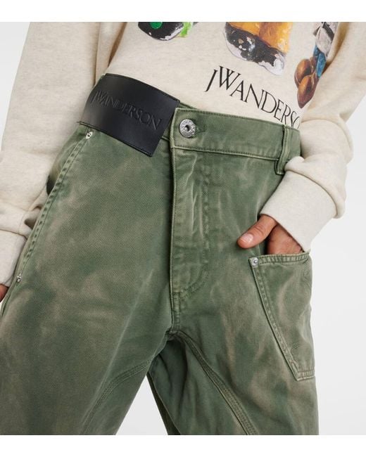Jeans rectos Twisted de tiro alto J.W. Anderson de color Green