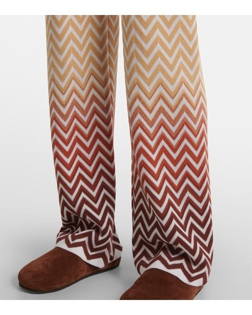 Missoni Pink Zigzag Cotton-Blend Flared Pants