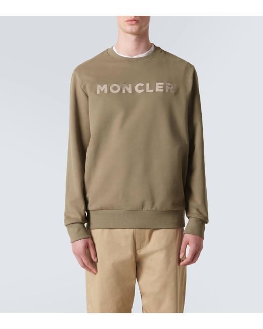 Moncler Natural Logo Cotton Fleece Sweatshirt for men