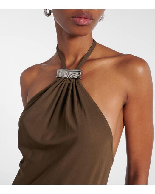 Vestido Midi Con Espalda Abierta The Attico de color Brown