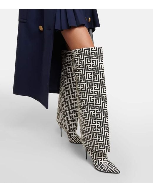 Stivali Ariel Con Monogramma di Balmain in White
