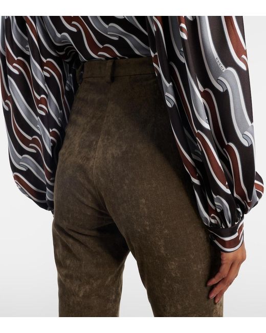 Gucci Brown Cotton-Blend Velvet Leggings