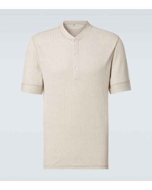 Brunello Cucinelli Natural Linen And Cotton T-Shirt for men