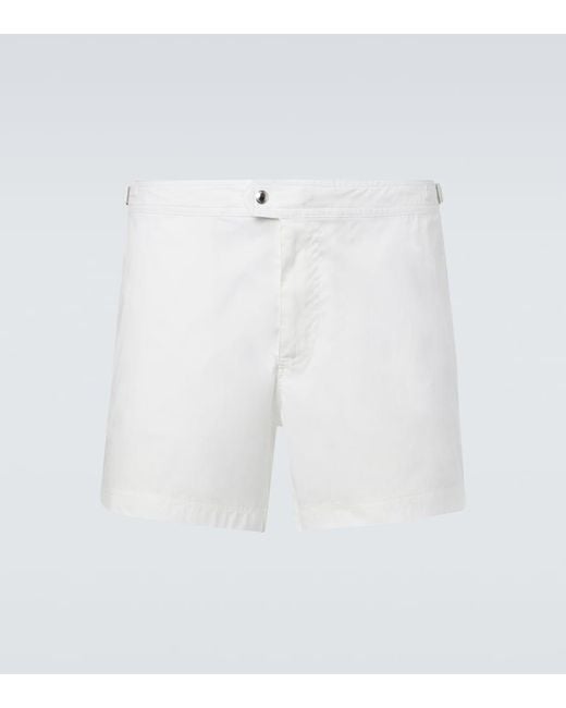 Tom Ford White Logo Swim Trunks for men