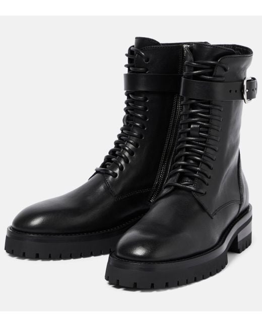 Ann Demeulemeester Black Cisse Leather Combat Boots