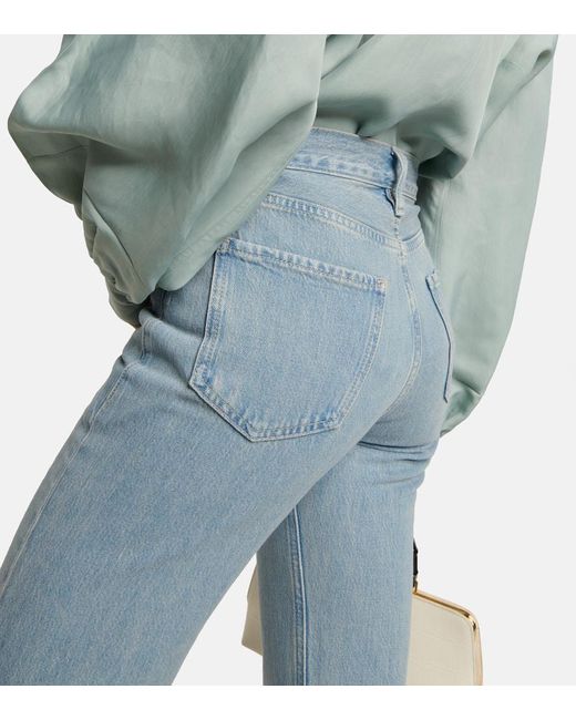 FRAME Blue High-Rise Straight Jeans Le Jane