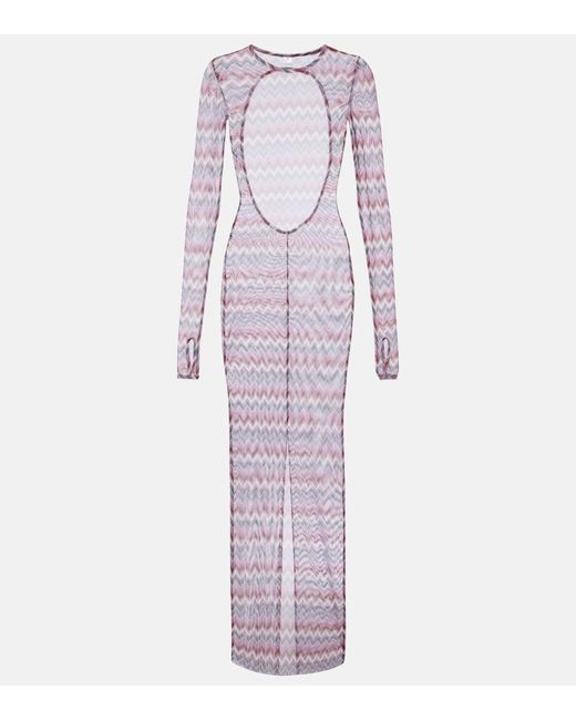 Bananhot Purple Renne Printed Cotton Maxi Dress