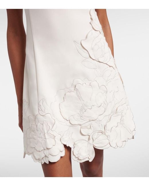 LEO LIN White Floral-Applique Minidress