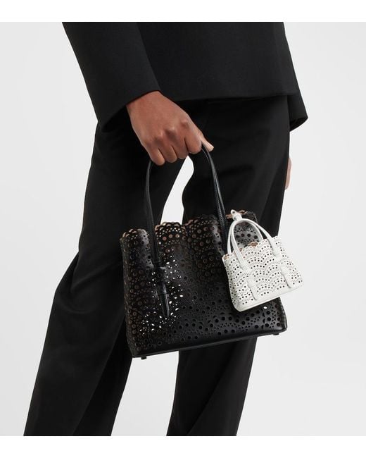Alaïa White Mina Mini Leather Crossbody Bag
