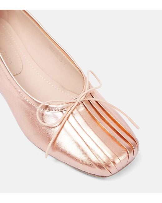 Simone Rocha Pink Classic Pleated Leather Ballet Flats