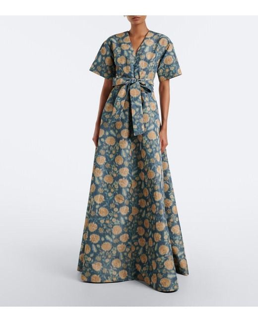 Markarian Green Margaretta Belted Floral Gown