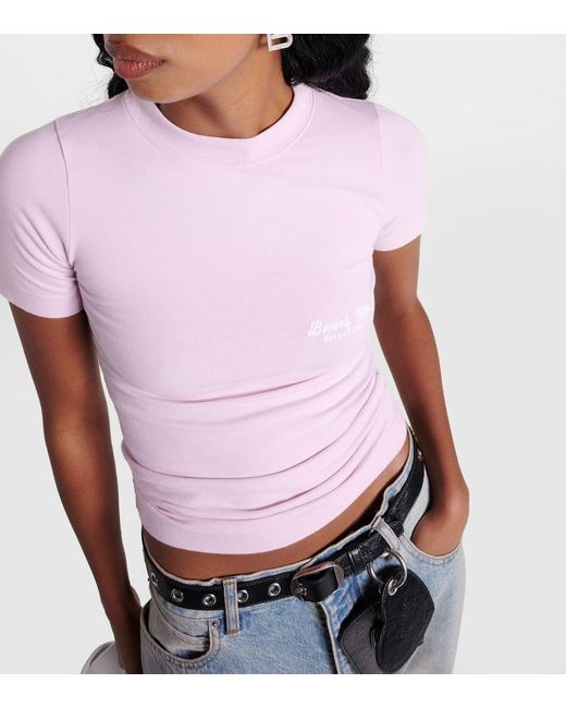 Balenciaga Pink Printed Cotton Jersey T-Shirt