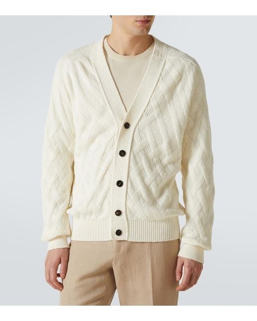Zegna White Ribbed-Knit Cotton Cardigan for men
